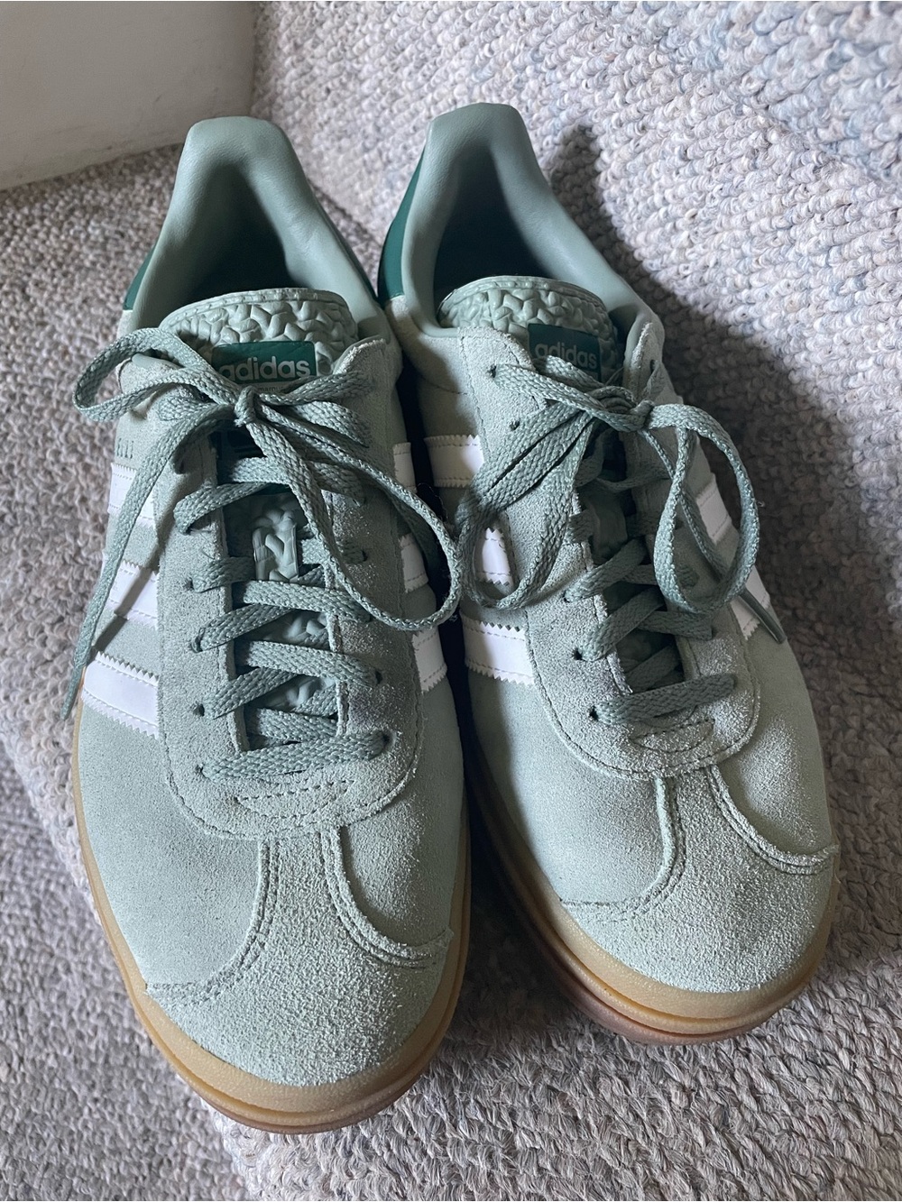 Adidas Gazelle Platform Bold Retro Modern Heritage Silver Green Gum Sneakers 8 - Picture 4 of 9